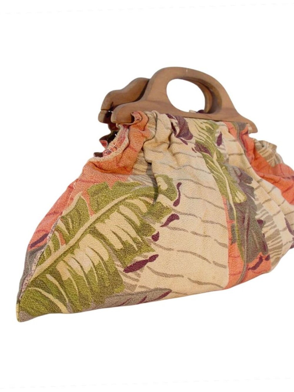 SAISON HAPPILY MARRIED FABRIC Vintage Handmade 40's/50's Barkcloth Satchel Bag - Picture 2 of 12
